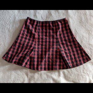 Red Plaid Flare Skirt